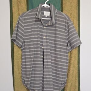 Lucky Brand Gray and Green Striped Casual Shirt